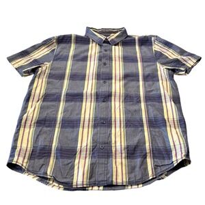 Prana Mens Plaid Short Sleeve Button Up Shirt Casual Outdoor Large